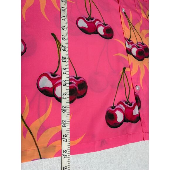Duvin Cherry Men's Button Up Cabana Shirt Size M Lightweight Stretch Pink NWT - Picture 5 of 10